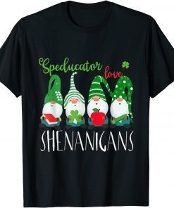 Speducators Love Shenanigans Gnome St Patrick's Day Unisex Tee Shirts