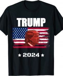Trump 2024 American Flag Trump Lover Gift Let's Go Brandon Unisex T-Shirt