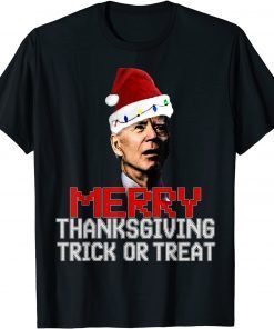 Classic Merry Thanksgiving Trick or Treat Joe Biden Funny Merry Xmas T-Shirt