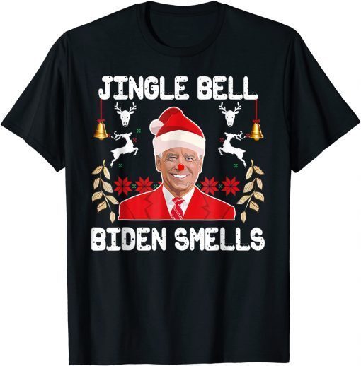 Funny Christmas Clown Santa Jingle Bell Biden Smells T-Shirt