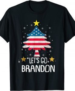 Funny Merry Christmas Let's Go Brandon US Flag Three Pine Trees Shirts