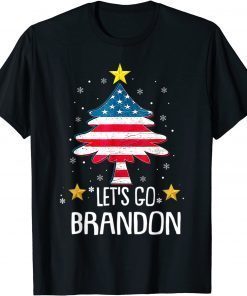 Merry Christmas Let's Go Branson US Flag Three Pine Trees 2022 T-Shirt