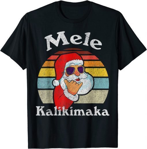 Mele Kalikimaka Retro Christmas Santa Shaka Hawaii Gift T-Shirt