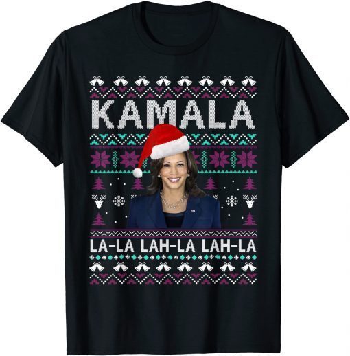 T-Shirt Santa Kamala Ugly Christmas Sweater Meme KamalaLaLaLa