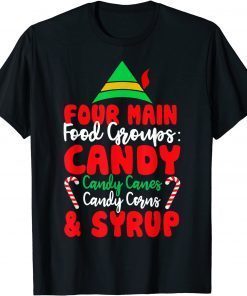 Christmas Four Main Food Groups Elf Buddy Xmas Pajama Gifts Tee Shirts