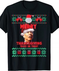 Classic Joe Biden Santa Hat Merry Thanksgiving Christmas T-Shirt