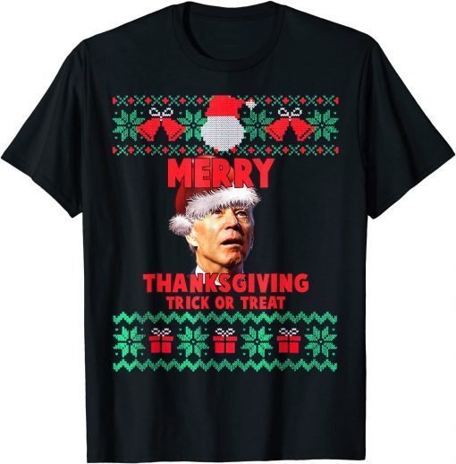 Classic Joe Biden Santa Hat Merry Thanksgiving Christmas T-Shirt