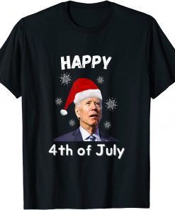 T-Shirt Happy 4th Of July Santa Hat Joe Biden Ugly Christmas Sweater