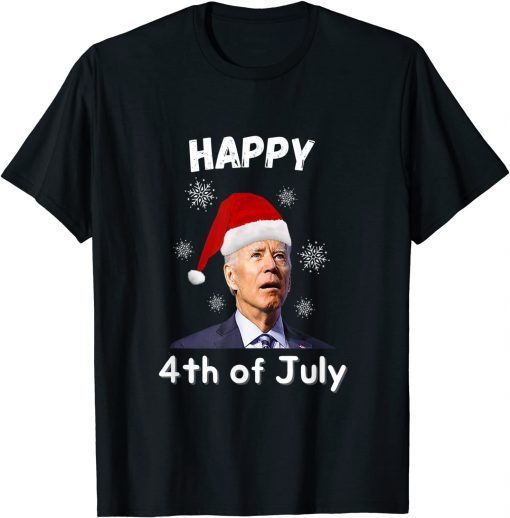 T-Shirt Happy 4th Of July Santa Hat Joe Biden Ugly Christmas Sweater