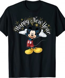 Disney New Year's Mickey Mouse Happy New Year Portrait Funny T-Shirt