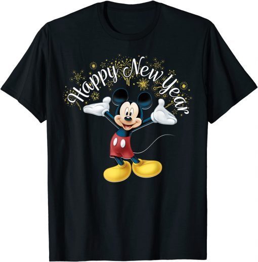 Disney New Year's Mickey Mouse Happy New Year Portrait Funny T-Shirt