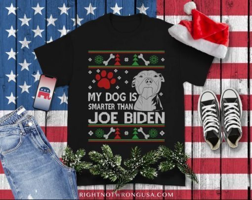 TShirt My Dog Is Smarter Than Joe Biden, Ugly Christmas Sweater Funny