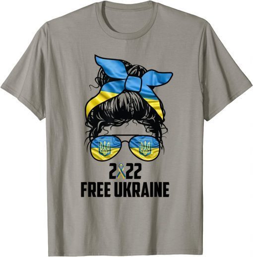 T-Shirt Ukrainian Flag, Ukraine Pride Women Messy Bun Free Ukraine