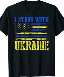 Classic Support I Stand With Ukraine American Ukrainian Flag T-Shirt