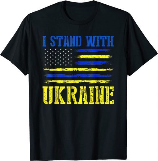 Classic Support I Stand With Ukraine American Ukrainian Flag T-Shirt
