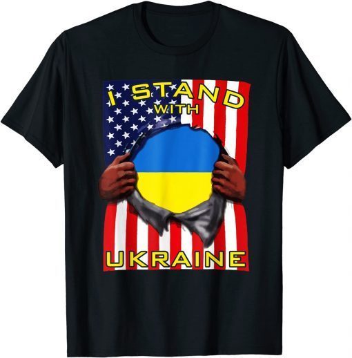 T-Shirt I Stand With Ukraine Support Ukrainian Lover Ukrainian Flag