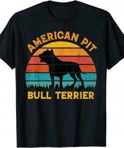 Classic American Pit Bull Terrier Dog Lovers Sunset For Dad Mom Dad TShirt