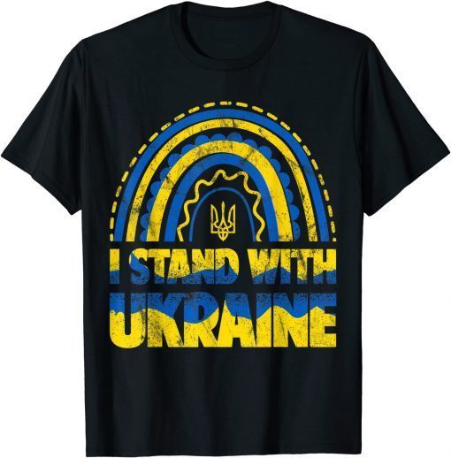I Stand With Ukraine Ukrainian Rainbow Flag Gift TShirt