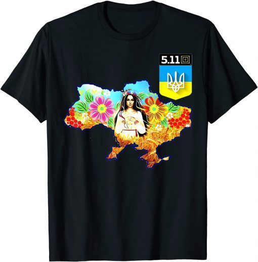 Official 5.11 Ukraine Shirt Flag Map Zelensky Support Beauty Ukraine T-Shirt