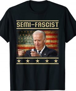 Semi-Fascist Funny Political Humor Biden Quote Retro US Flag Classic T-Shirt