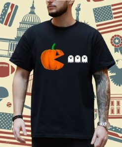 Funny Halloween Pumpkin Eating Ghost Gamer Humor Novelty T-Shirt