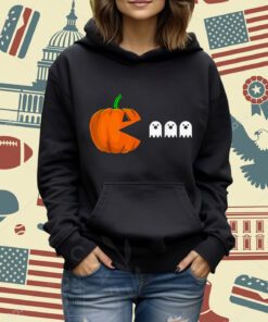 Funny Halloween Pumpkin Eating Ghost Gamer Humor Novelty T-Shirt