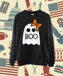 Ghost With Bow Boo Funny Halloween Costume Toddler Novelty T-Shirt