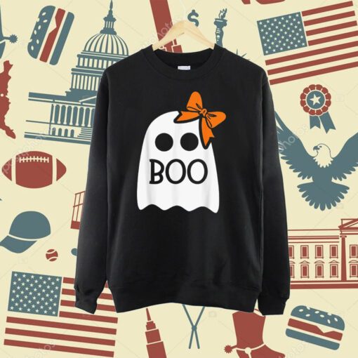 Ghost With Bow Boo Funny Halloween Costume Toddler Novelty T-Shirt