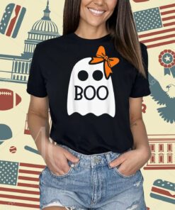 Ghost With Bow Boo Funny Halloween Costume Toddler Novelty T-Shirt