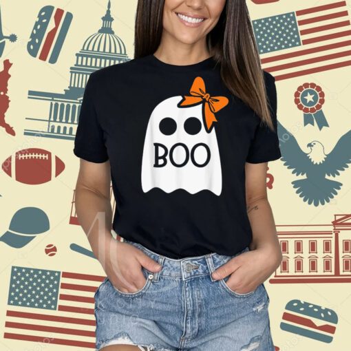 Ghost With Bow Boo Funny Halloween Costume Toddler Novelty T-Shirt
