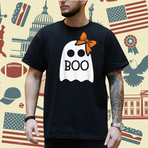 Ghost With Bow Boo Funny Halloween Costume Toddler Novelty T-Shirt