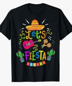 Funny Let's Fiesta Cinco De Mayo Mexican Guitar Cactus T-Shirt