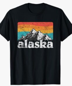 Alaska AK Retro 70s 80s Mountains Nature Distressed T-Shirt