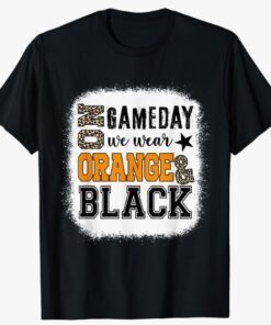On Gameday Football We Wear Orange And Black Leopard Print T-Shirt