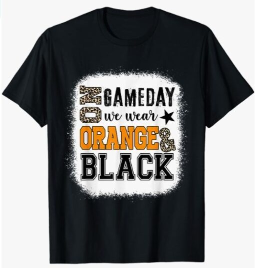On Gameday Football We Wear Orange And Black Leopard Print T-Shirt