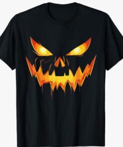 Scary Spooky Jack O Lantern Face Pumpkin Men Boys Halloween T-Shirt