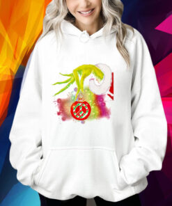 Santa Grinch Hand Holding Hippie Christmas Hoodie Shirt