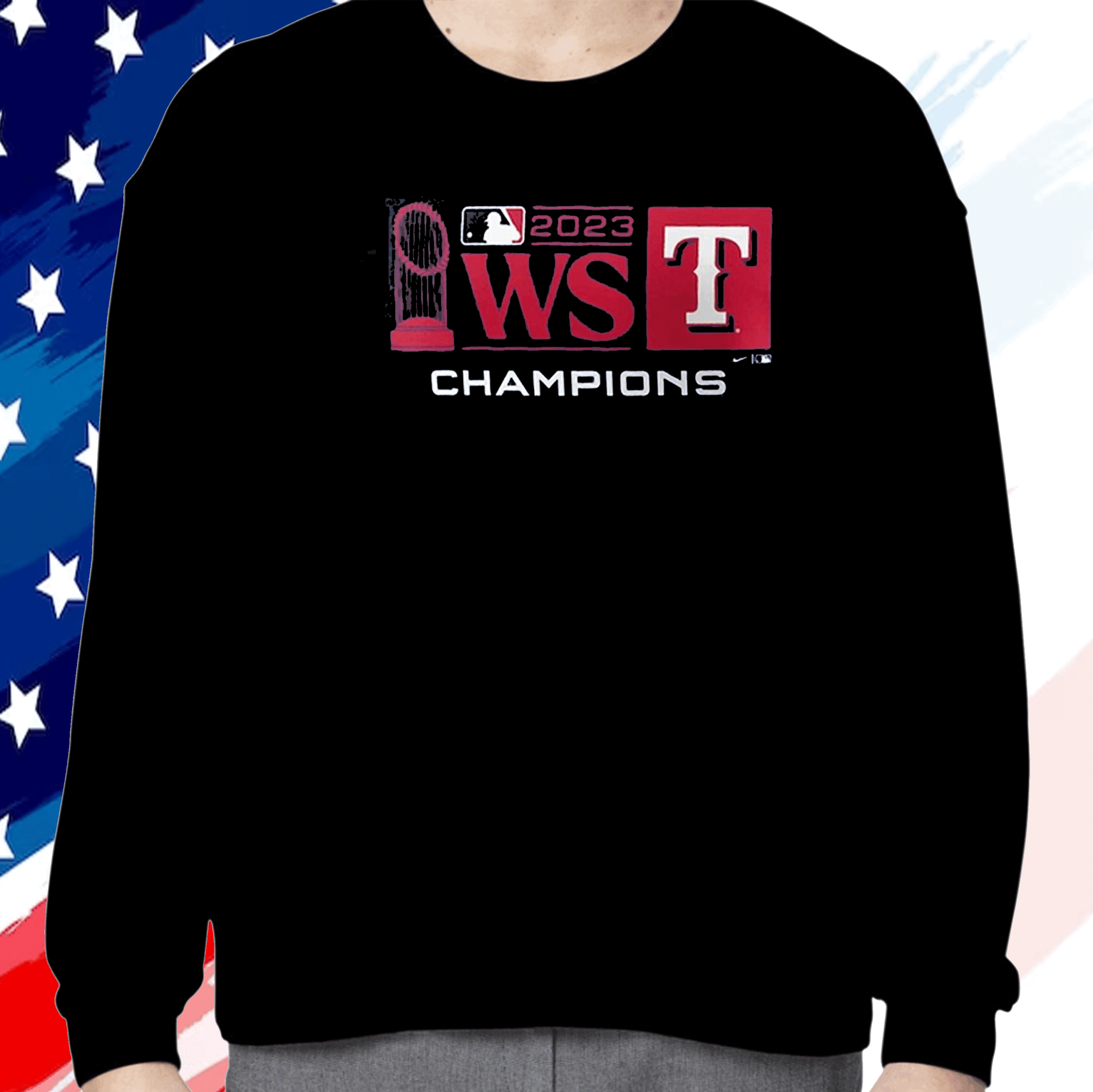 Texas Rangers Nike 2023 World Series Champions Trophy Lock Up Sweatshirt