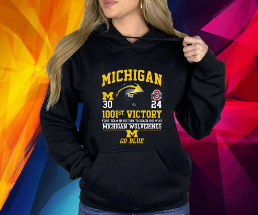 Michigan 1001st Victory First Team In History To Reach 1001 Wins Michigan Wolverines Go Vlue Shirt