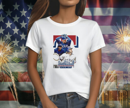 Texas Rangers Skyline 2023 World Series Capital One Shirt
