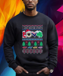 I love Boston Sports Love Ugly Christmas Sweatshirt Shirt