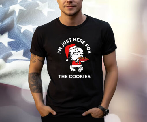I’M Just Here For The Cookies Peanuts Santa Snoopy Dog Christmas T-Shirt