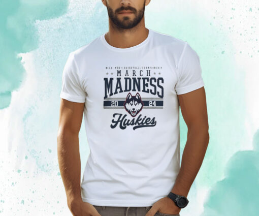 Uconn Huskies White 2024 NCaa Men’s Basketball Tournament March Madness T-Shirt
