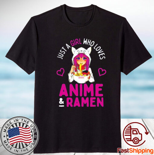 Just A Girl Who Loves Anime And Ramen Bowl Japanese Girls Tee Shirt