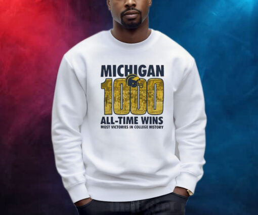 Michigan Wolverines Yellow 1000 All Time Wins Shirts