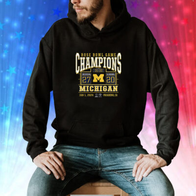 Michigan Wolverines College Football Playoff 2024 Rose Bowl Champions Score Hoodie