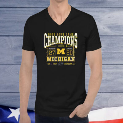 Rose Bowl Game Champions Michigan 27-20 Alabama Jan 1 2024 Pasadena CA T-Shirt