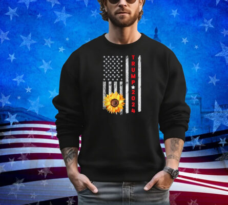 American Flag Patriotic Trump 2024 Sunflower Cool Republican Shirt