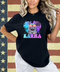 Cute Funny Cat Lover Heart Shape Karma T-Shirt