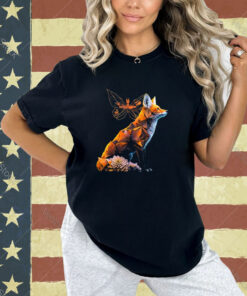 Fox Butterfly Motif Art Animal Fox T-Shirt